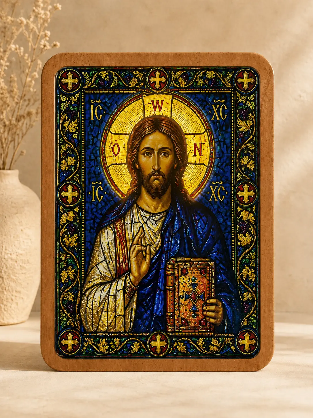 Icoana Iisus Hristos cu iluminarea pornită