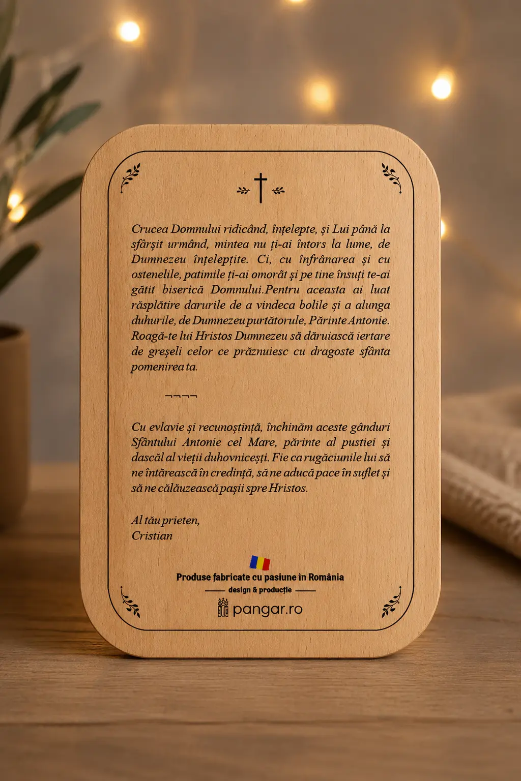 Spatele unei icoane Pangar, cu sistemul de iluminare integrat