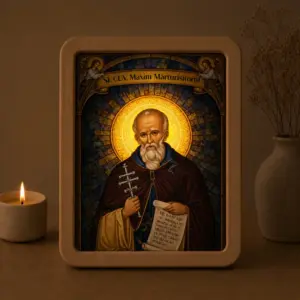 Icoana Sf. Maxim Mărturisitorul Luminată stil Vitraliu