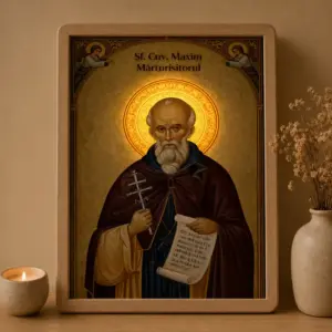 Icoana Sf. Cuv. Maxim Mărturisitorul Luminată stil Bizantin
