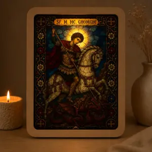 Icoana Sf. M. Mc. Gheorghe Biruitorul Luminată stil Vitraliu