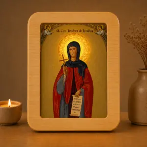 Icoana Sf. Cuv. Teodora de la Sihla Luminată stil Bizantin