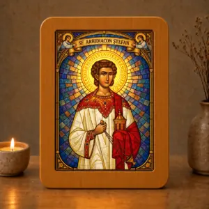 Icoana Sf. Ap. Ștefan Luminată stil Vitraliu