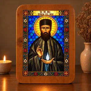 Icoana Sf. M. Mc. Efrem cel Nou Luminată stil Vitraliu - imagine 1